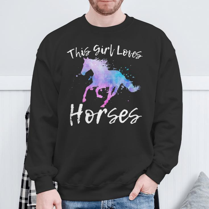 This Girl Loves Horses Equestrian Ridingn Girl Kid Women Sweatshirt Gifts for Old Men