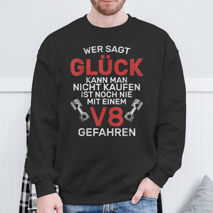 Glück Kann Man Kaufen V8 Motor Werkstatt Tuning Sweatshirt Geschenke für alte Männer