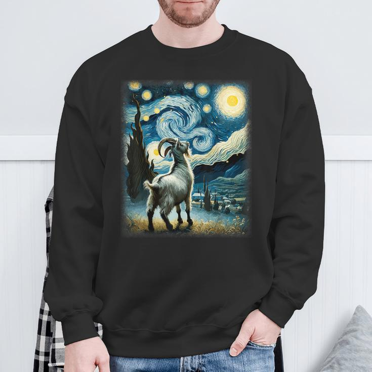 Goat Star Gazer Artistic Van Gogh Style Starry Night Goat Sweatshirt Gifts for Old Men