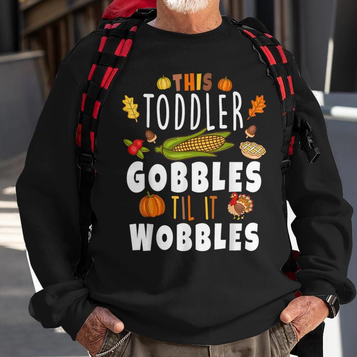 Gobble Till You Wobble Toddler Boys Thanksgiving Pumpkin Sweatshirt Gifts for Old Men