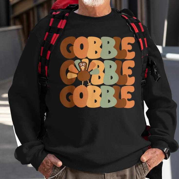 Gobble Turkey Day Happy Thanksgiving Sweatshirt Gifts for Old Men