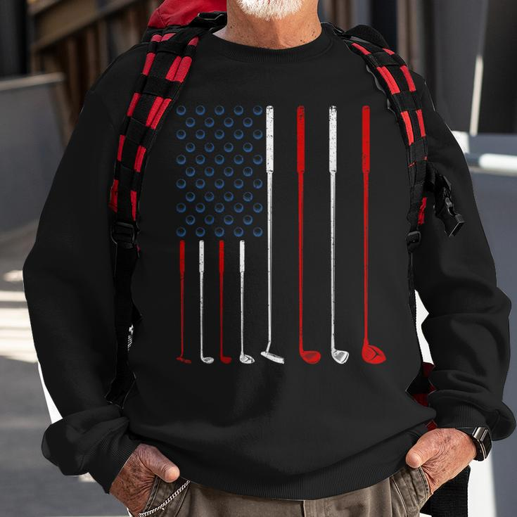 Golf Clubs American Flag Sweatshirt Gifts for Old Men