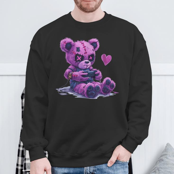 Goth Pastel Cute Creepy Kawaii Gamer Teddy Bear Gaming Sweatshirt Gifts for Old Men
