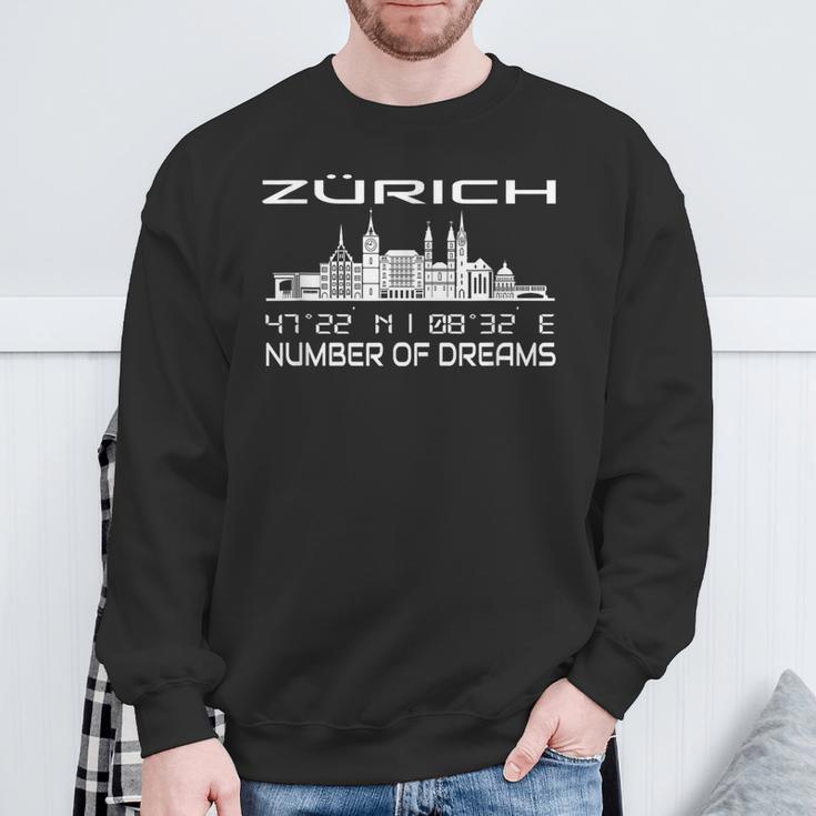 With Gps Coordinates Geography Switzerland Home City Of Zurich Sweatshirt Geschenke für alte Männer