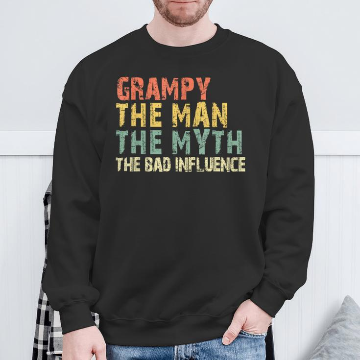 Grampy The Man Myth Bad Influence Vintage Sweatshirt Gifts for Old Men