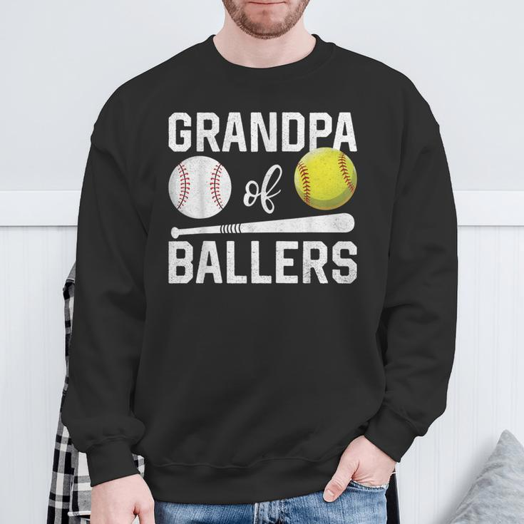 Grandpa Of Ballers Baseball Softball Father's Day Sweatshirt Gifts for Old Men