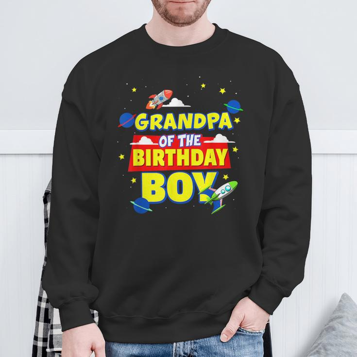 Grandpa Of Birthday Astronaut Boy Outer Space Theme Party Sweatshirt Gifts for Old Men