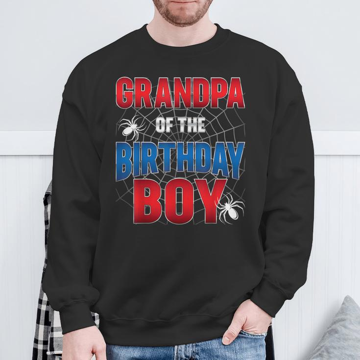 Grandpa Of Birthday Boy Costume Spider Web Birthday Party Sweatshirt Gifts for Old Men