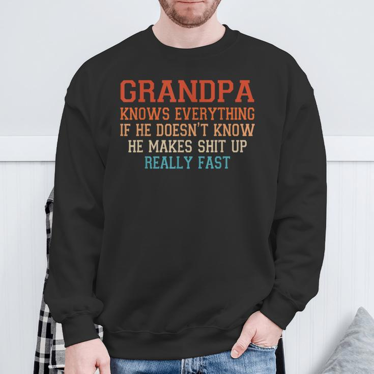 Grandpa Knows Everything Makes Vintage Father's Day Sweatshirt Gifts for Old Men