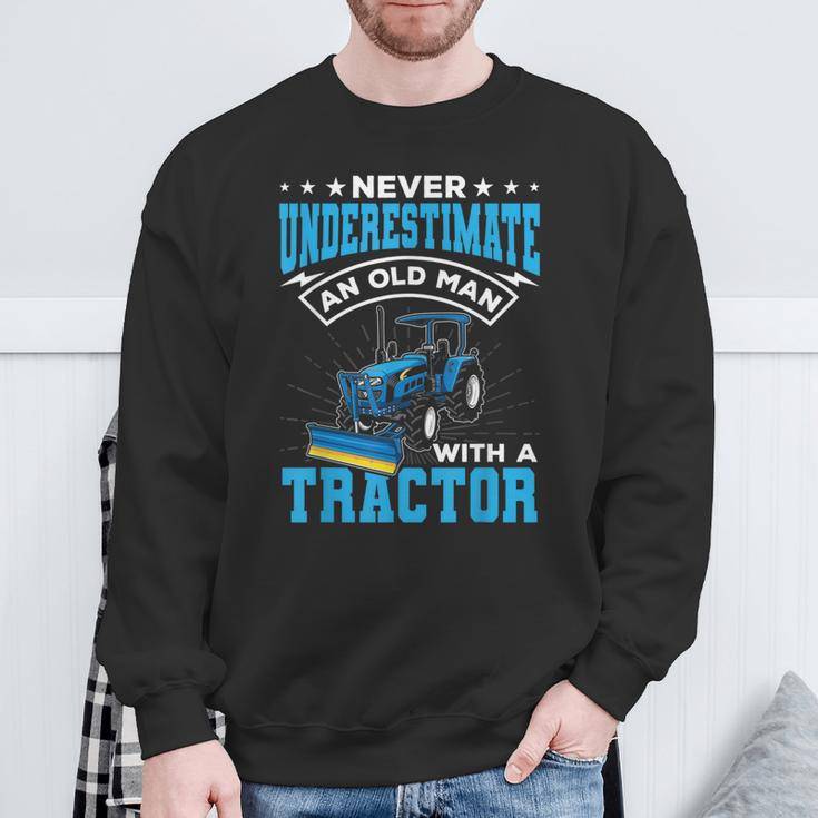 Grandpa Never Underestimate An Old Man With A Tractor Sweatshirt Gifts for Old Men