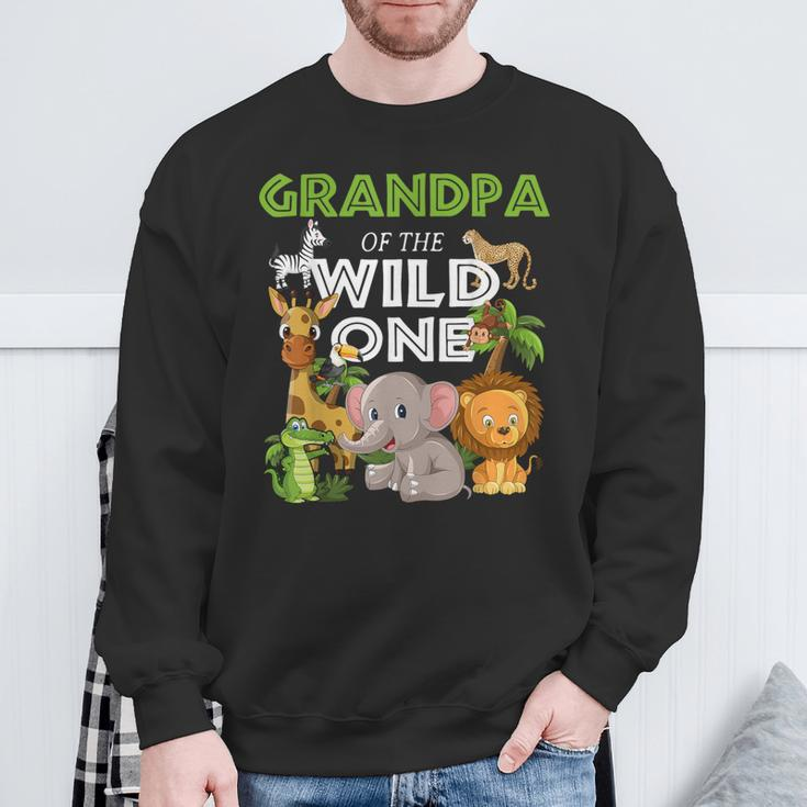 Grandpa Of The Wild One Zoo Birthday Safari Jungle Animal Sweatshirt Gifts for Old Men