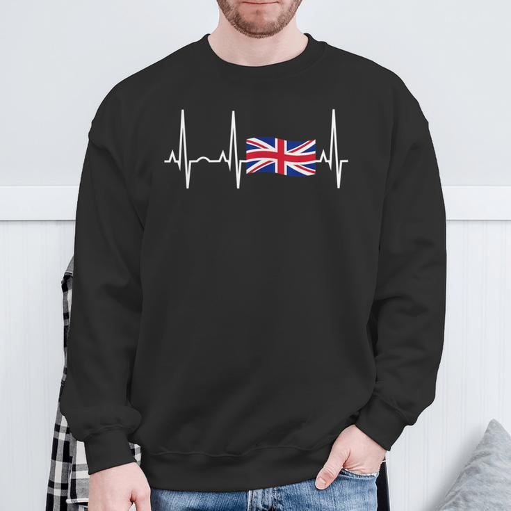 Great Britain -Union Jack Heartbeat Sweatshirt Gifts for Old Men
