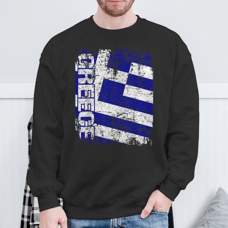 Greece Flag Vintage Distressed Greece Sweatshirt Gifts for Old Men