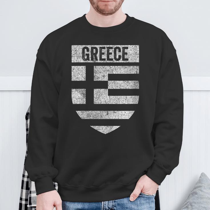 Greek Flag Cool Distressed Vintage Look Flag Of Greece Pride Sweatshirt Gifts for Old Men