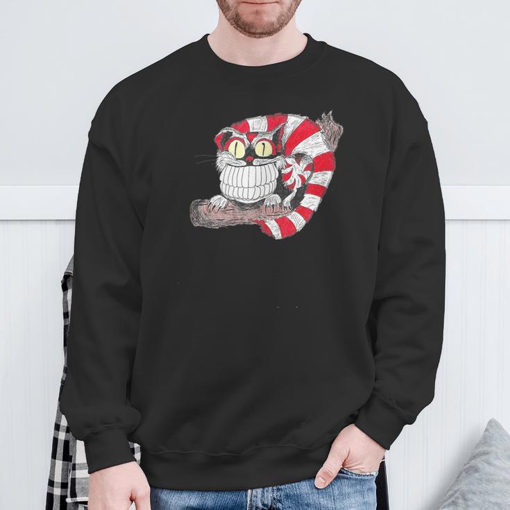 Grinning Cheshire Cat Fantasy Sweatshirt Gifts for Old Men