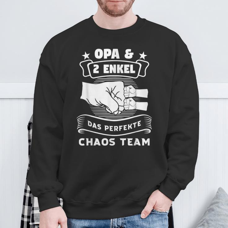 Großvater & 2 Enkel Chaos Team Schwarz Sweatshirt - Familie Spaß Geschenke für alte Männer