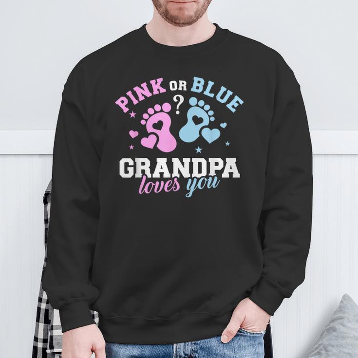 Großvater Sweatshirt Pink or Blue, Grandpa Loves You für Geschlechtsenthüllung Geschenke für alte Männer