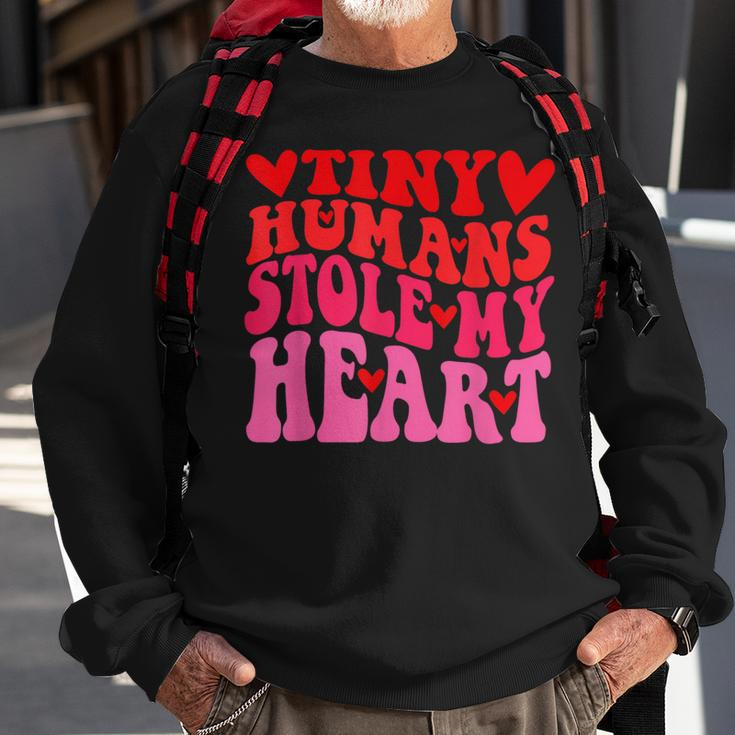 Groovy Tiny Humans Stole My Heart Valentine's Day Nicu Nurse Sweatshirt Gifts for Old Men