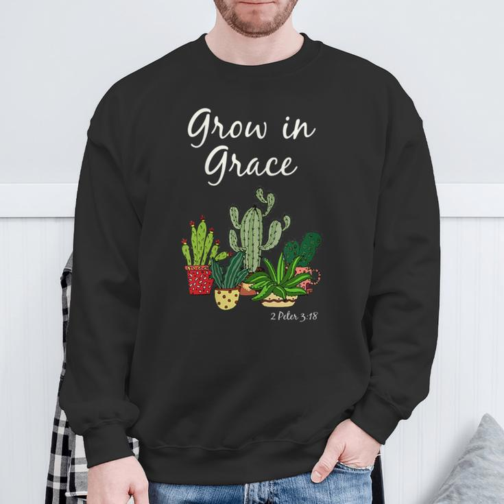 Grow In Grace Bible Verse Inspirational Scripture Christian Sweatshirt Gifts for Old Men