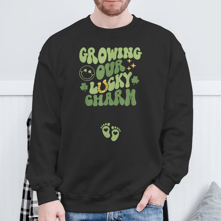 Growing Our Lucky Charm St Patrick's Day Pregnancy Maternity Sweatshirt Gifts for Old Men