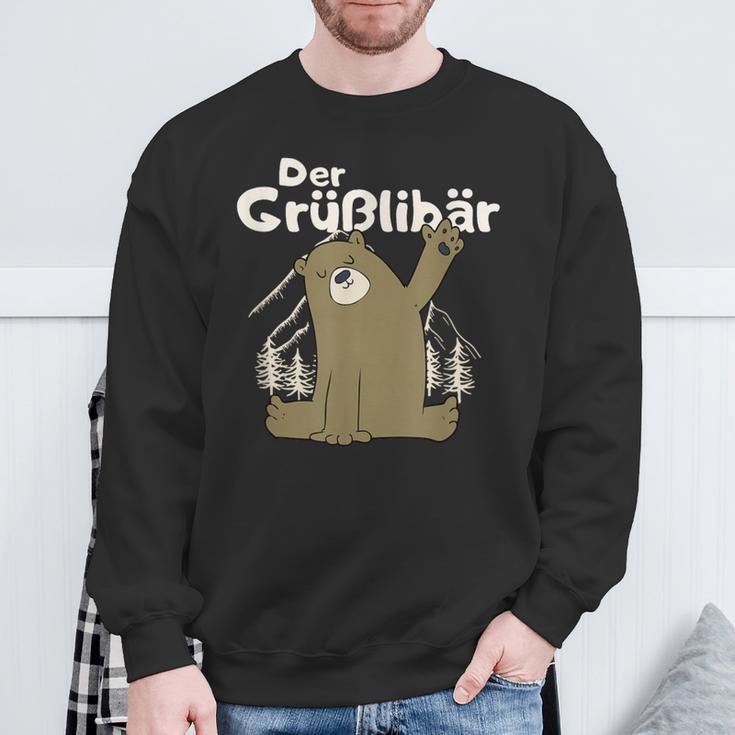 Grüßlibär Cute Bear Waving S Sweatshirt Geschenke für alte Männer