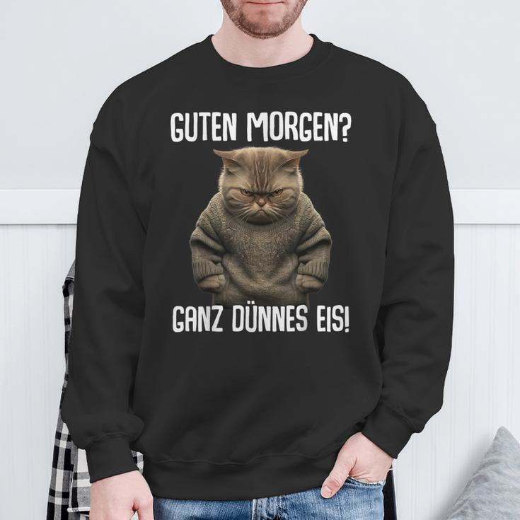 Guten Morgen Ganz Dünnes Eis- Morgenmuffel Cat Black Sweatshirt Geschenke für alte Männer