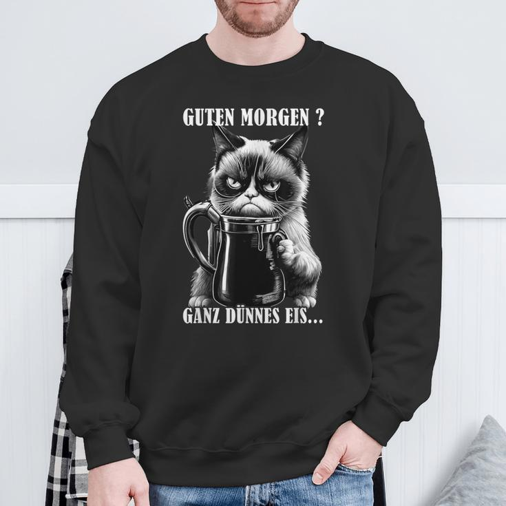 Guten Morgen Ganz Thin Eis German Language Cat Kaffee Black Sweatshirt Geschenke für alte Männer