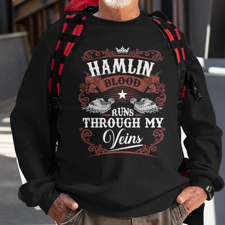 Hamlin Blood Runs Through My Veins Vintage Family Name Sweatshirt Gifts for Old Men