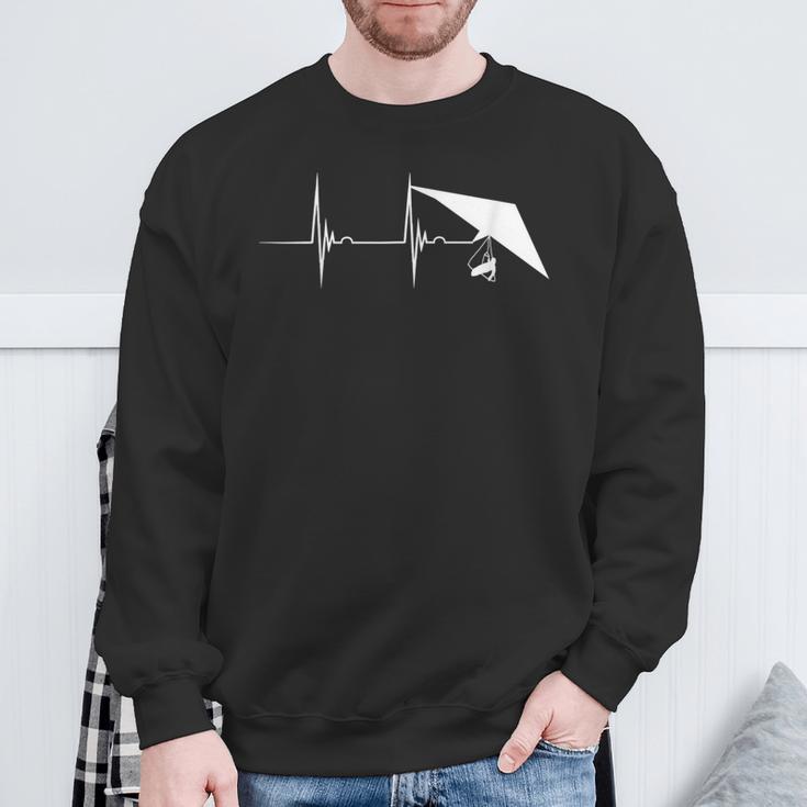 Hang Gliding Heartbeat Soaring Glider Ekg Pulseline Sweatshirt Gifts for Old Men