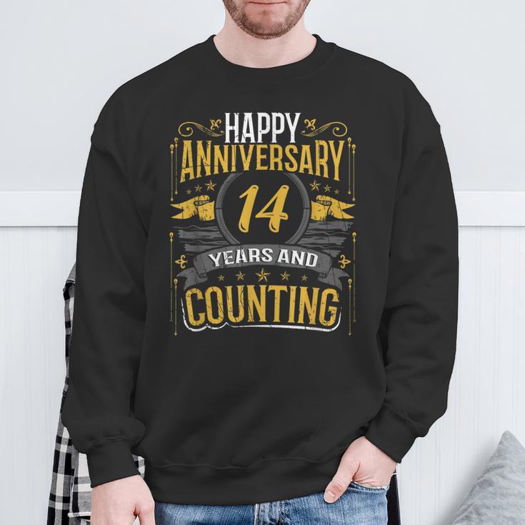 Happy Anniversary 14 Years And Counting Sweatshirt Gifts for Old Men