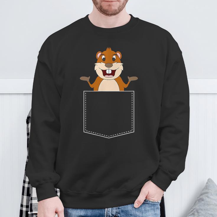 Happy Groundhog Day Pocket Punxsutawney Shadow Sweatshirt Gifts for Old Men