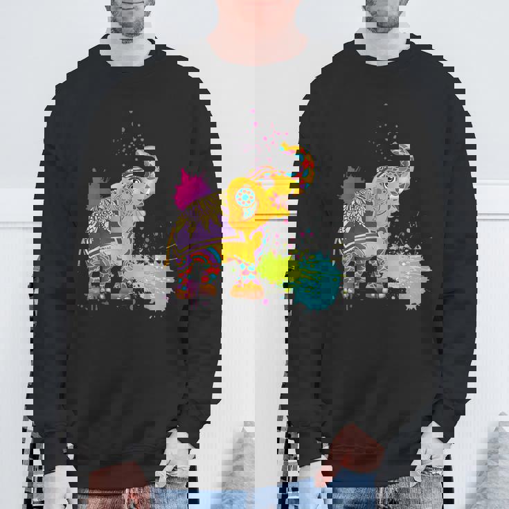 Happy Holi Couleurs Inde Printemps Hindou Elephant Holi Sweater e Cadeaux pour les vieillards