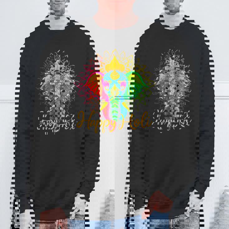 Happy Holi Festival India Colors Elephant Hindu Spring 2024 Sweatshirt Gifts for Old Men