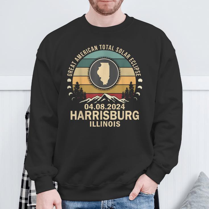 Harrisburg Illinois Total Solar Eclipse 2024 Sweatshirt Gifts for Old Men