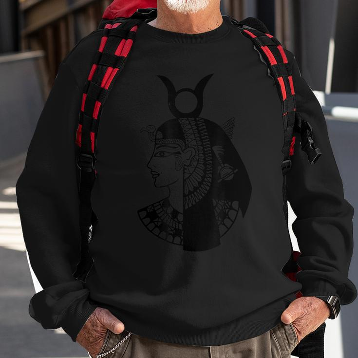 Hathor Egyptian Goddess Of The Sky Black And White Sweatshirt Gifts for Old Men