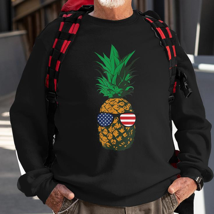 Hawaiian Pineapple American Flag Sunglasses 4Th Of July Sweatshirt Gifts for Old Men