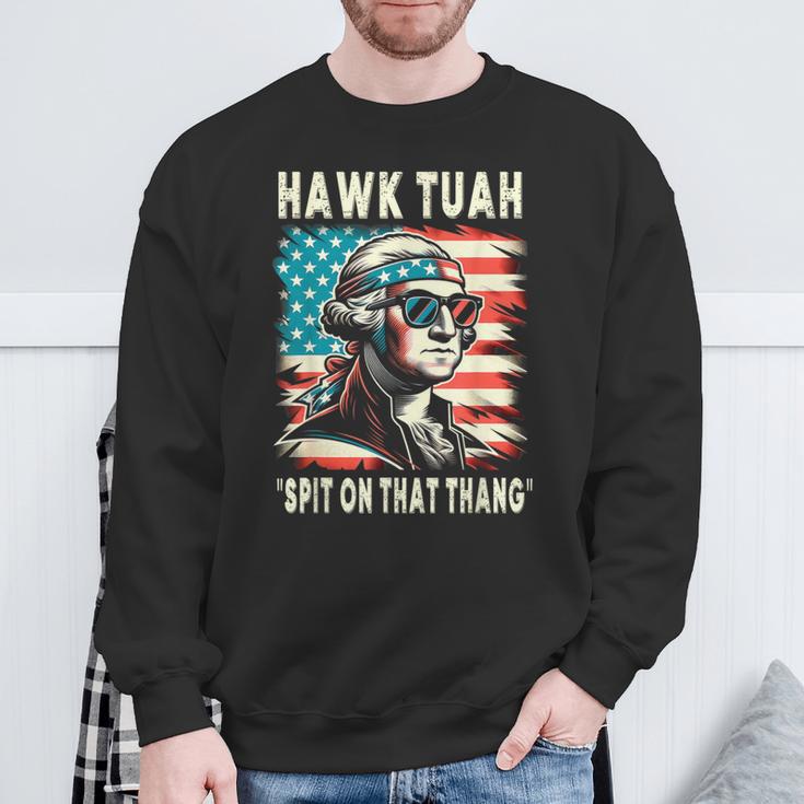 Hawk Tush Spit On That Thing Georg Washington July 4Th Sweatshirt Gifts for Old Men