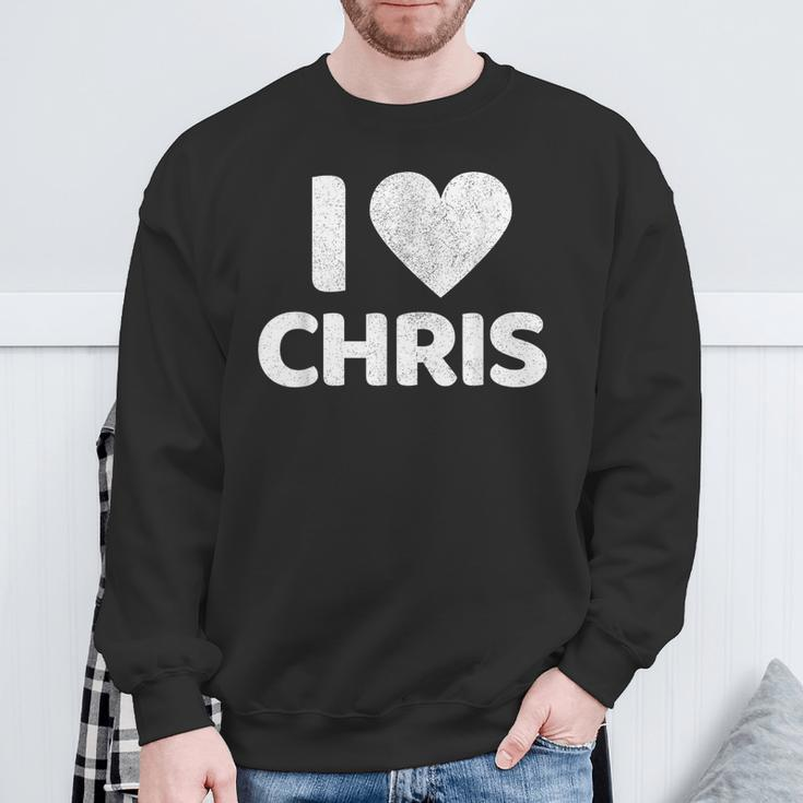 I Heart Love Chris Boyfriend Name Chris Sweatshirt Gifts for Old Men