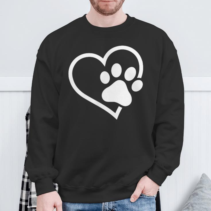 Heart With Paw For Cat Or Dog Lovers Sweatshirt Gifts for Old Men
