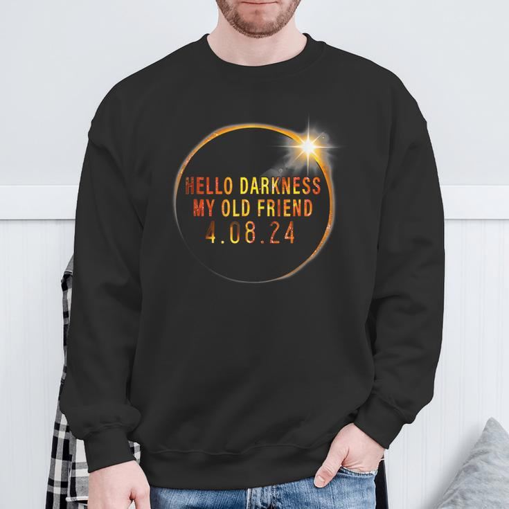 Hello Darkness My Old Friend 2024 Solar Eclipse Sweatshirt Gifts for Old Men