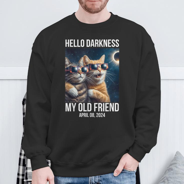Hello Darkness My Old Friend Solar Eclipse April 08 2024 Fun Sweatshirt Gifts for Old Men