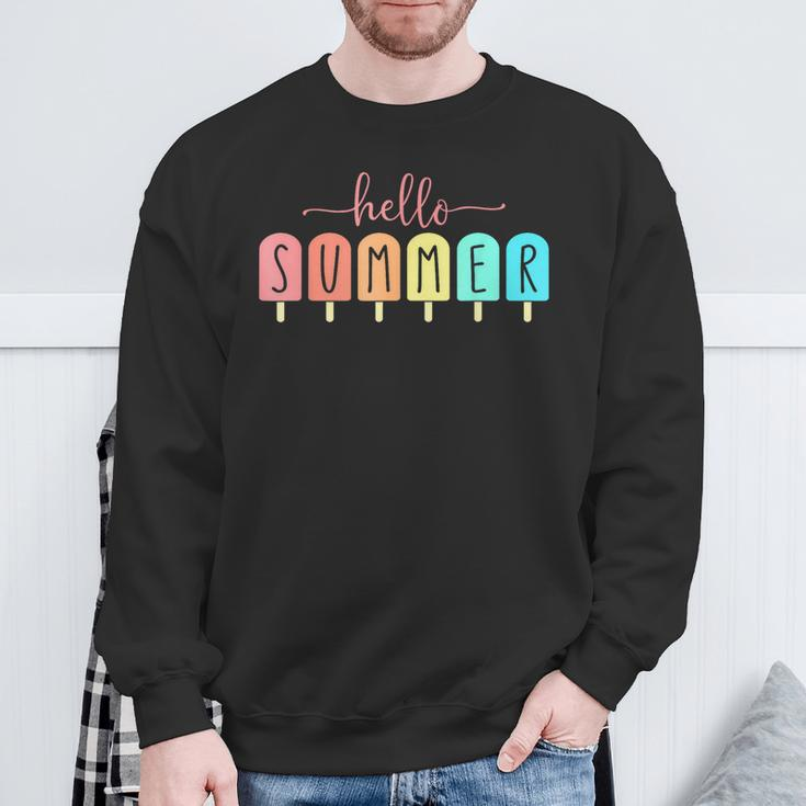 Hello Summer Cool Colorful Popsicle Graphic Sweatshirt Gifts for Old Men
