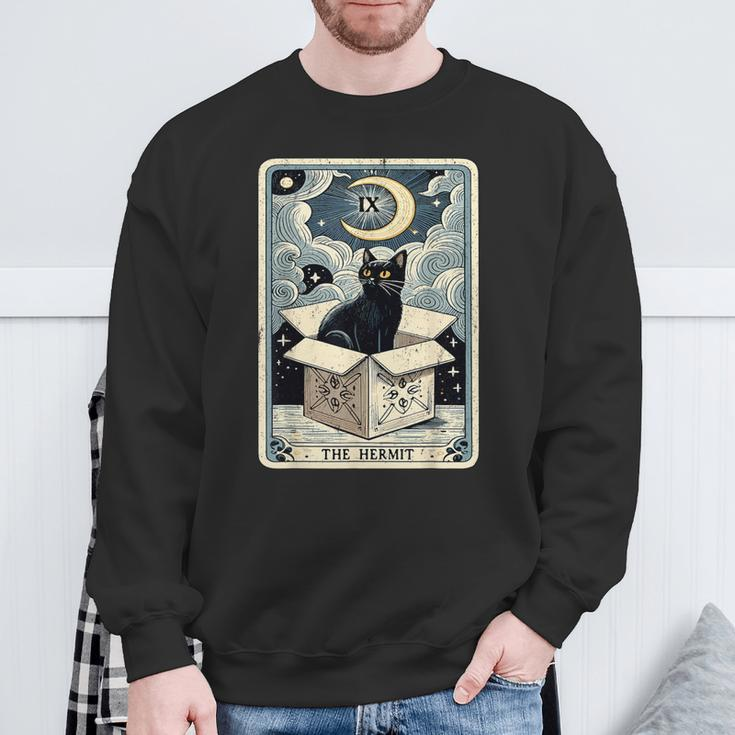The Hermit Tarot Card Cat In Box Mystic Cat Sweatshirt Gifts for Old Men