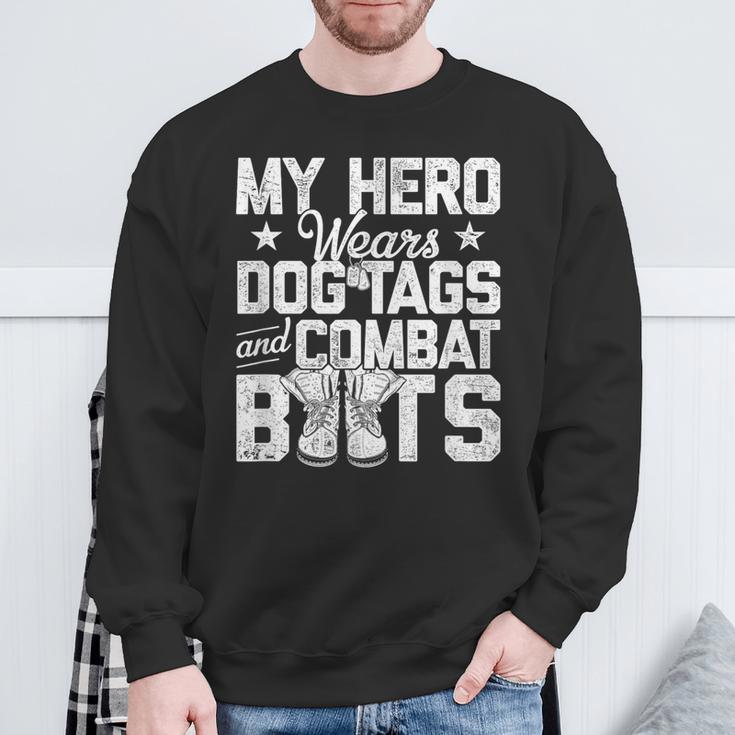 My Hero Wears Dog Tags And Combat Boots Sweatshirt Gifts for Old Men