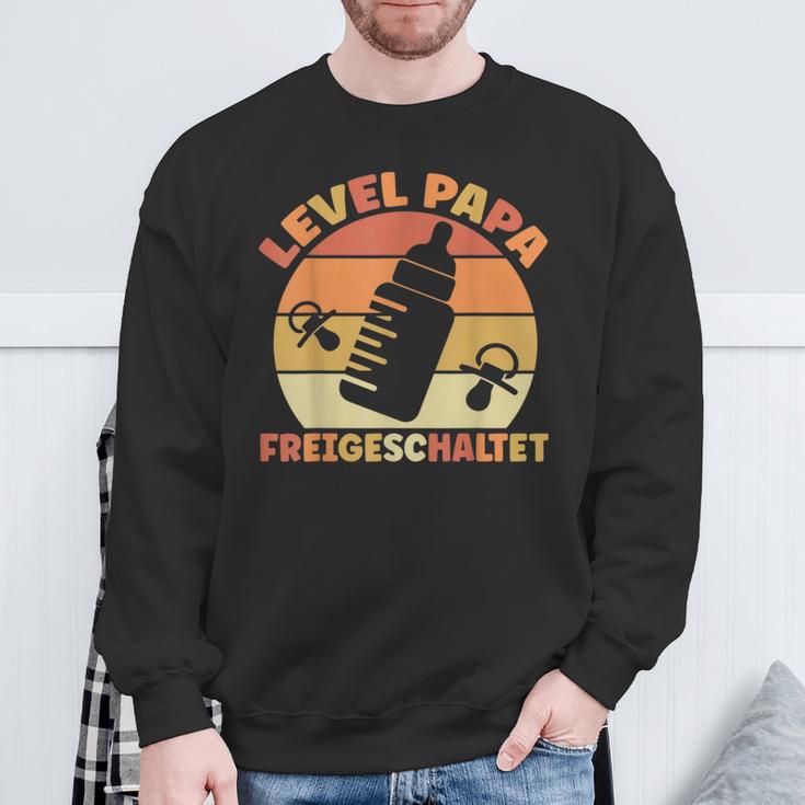 Herren Papa Level Freigeschaltet Schwangerschafterkünden Baby Sweatshirt Geschenke für alte Männer