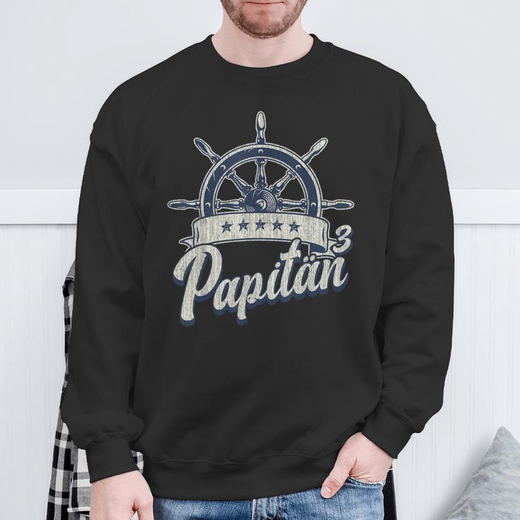 Herren Papitän Hoch 3Atertag Papaon 3 Kindern Sweatshirt Geschenke für alte Männer