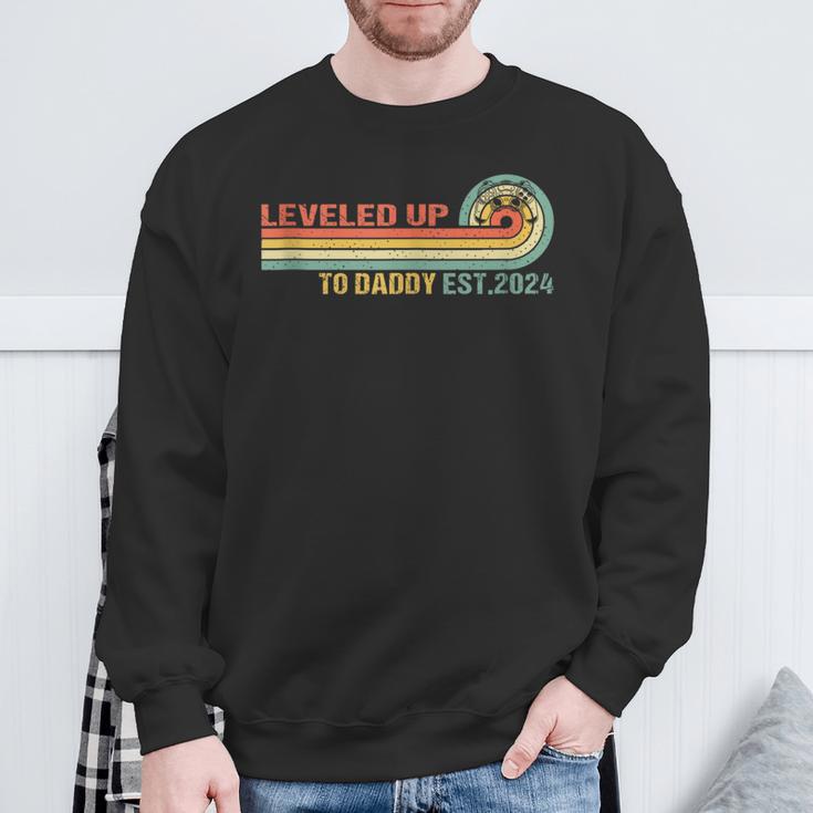 Herren Retro-Vater Ist 2024 Zum Ersten Mal Papa Geworden Sweatshirt Geschenke für alte Männer