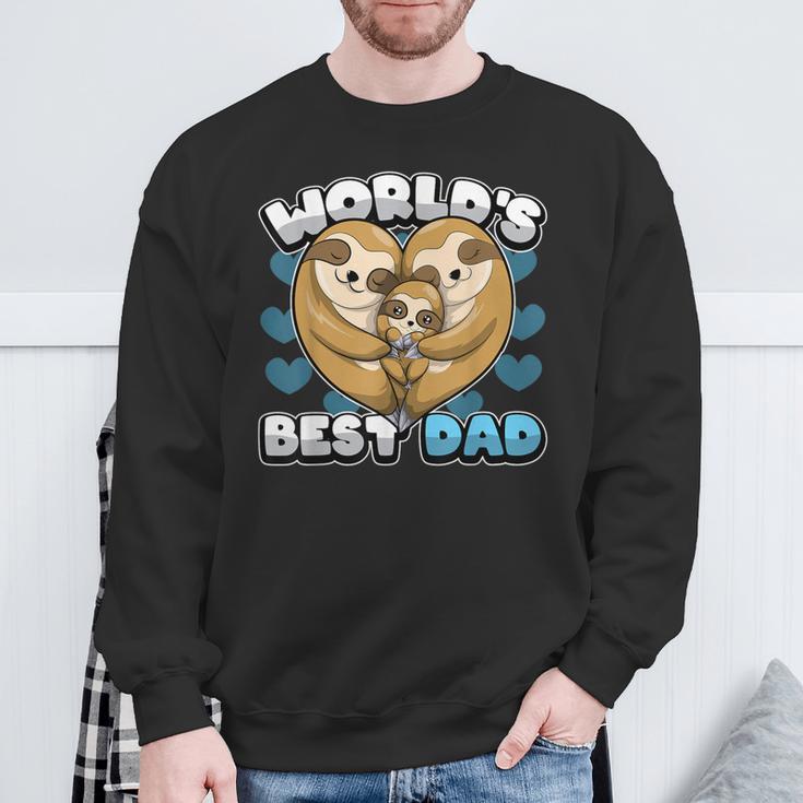 Herrenatertag World's Best Dad Niedlicher Faultier Papa Herz Familie Sweatshirt Geschenke für alte Männer