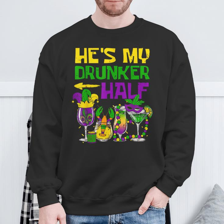He's My Drunker Half Mardi Gras Matching Couple Boyfriend Sweatshirt Gifts for Old Men