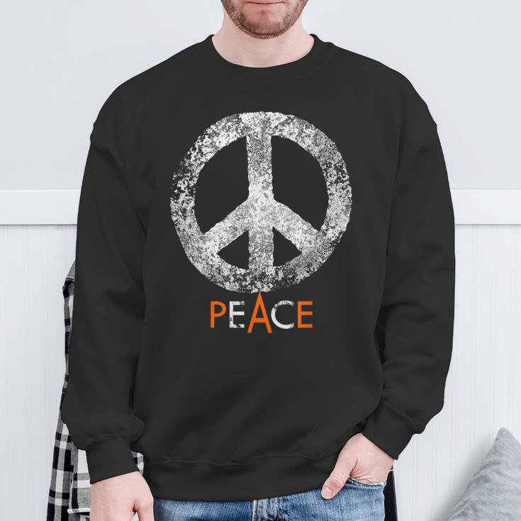 Hippie Peace Ban The Bomb Distressed Vintage Retro Graphic Sweatshirt Gifts for Old Men